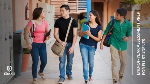 ELL students walking down the school hallway gearing up for assessment prep