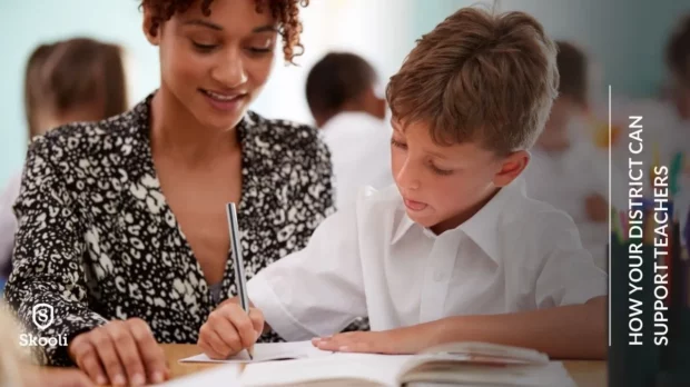 teacher helping student with homework